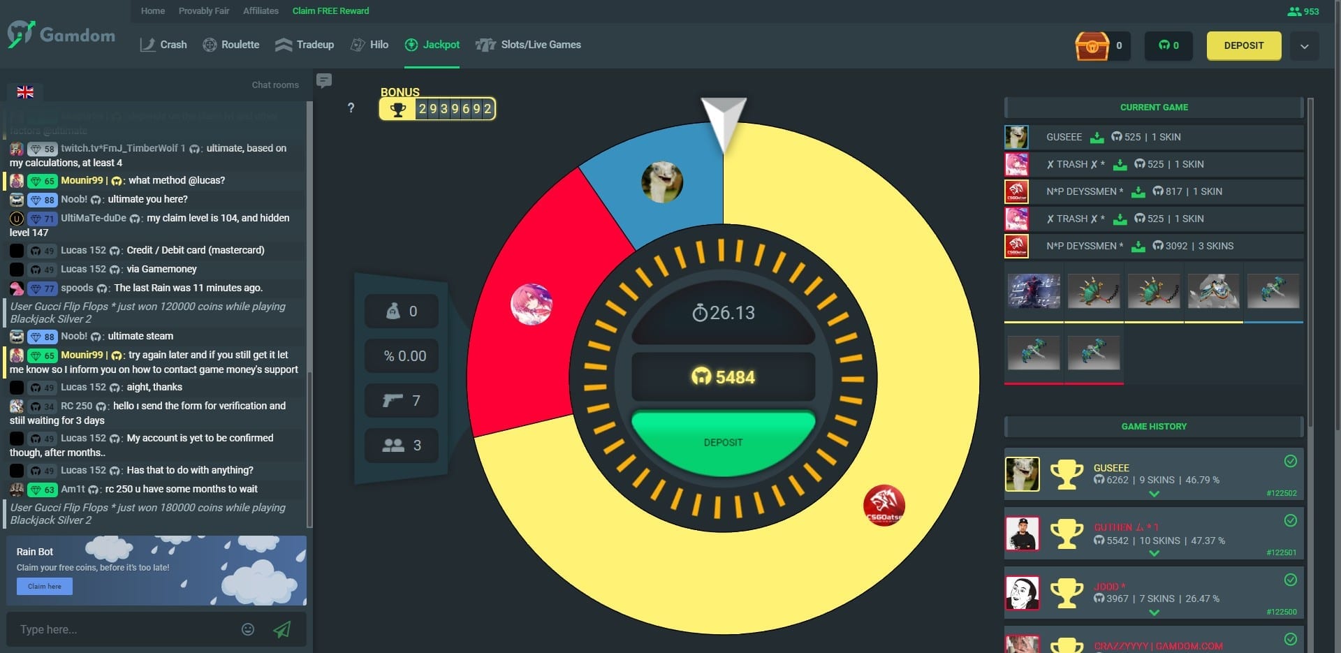 Gamdom Jackpot Game