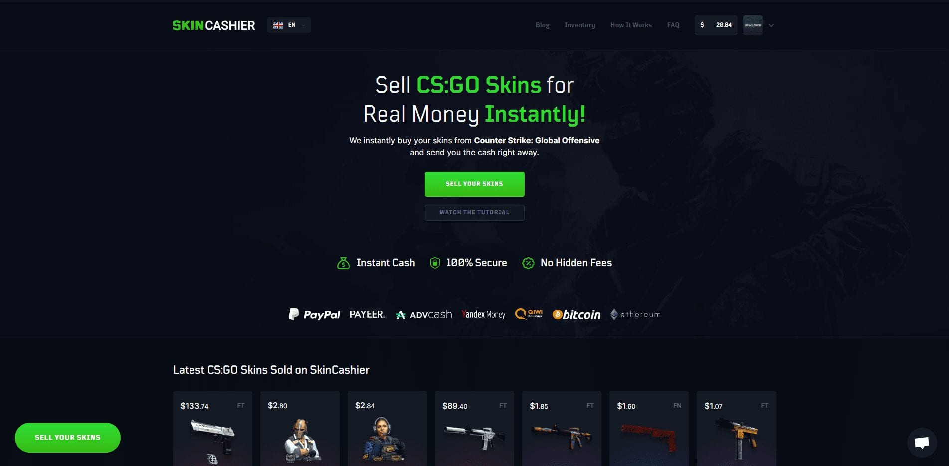 SkinCashier Homepage