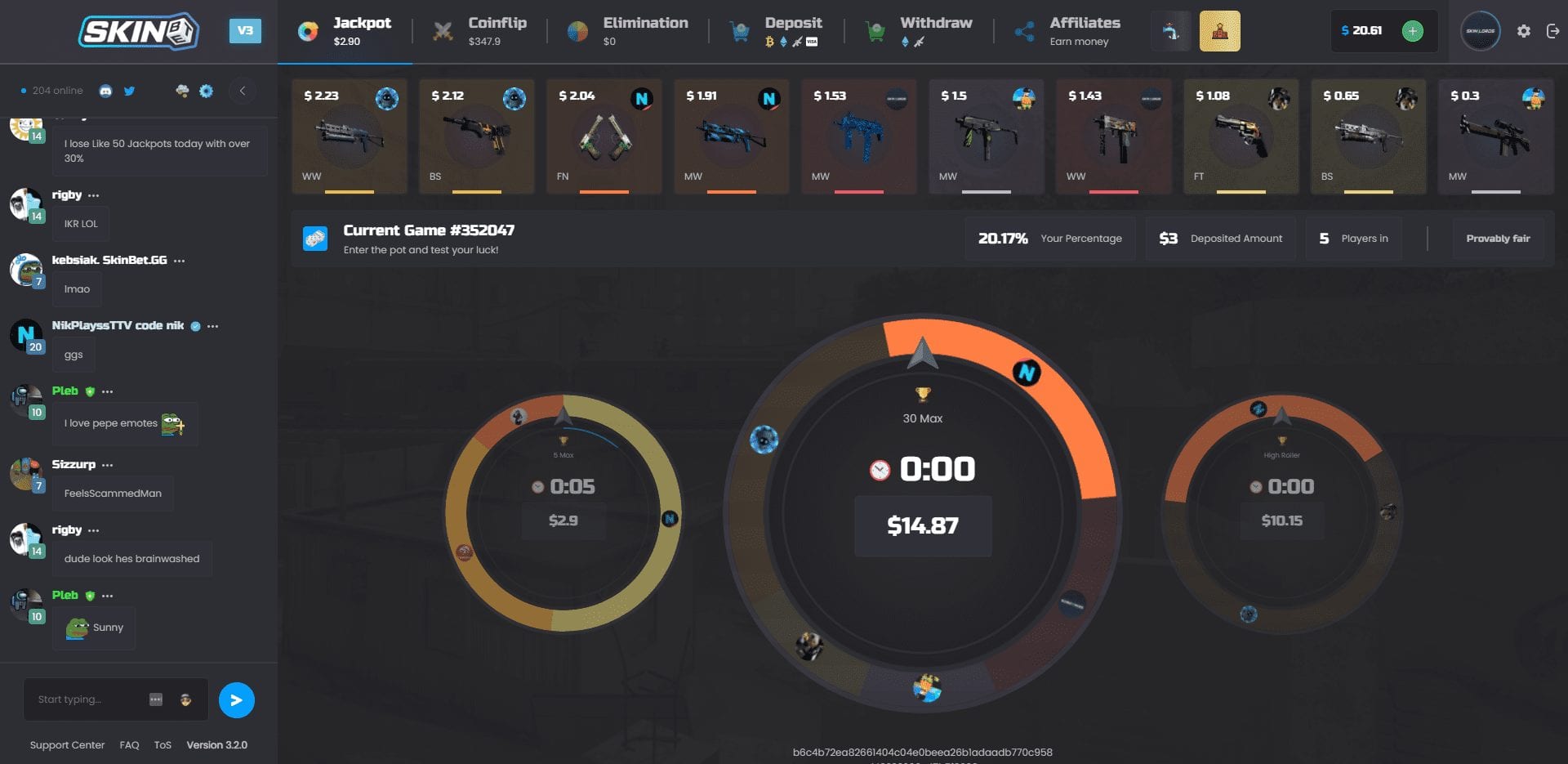 SkinBet.GG Active Jackpot Game