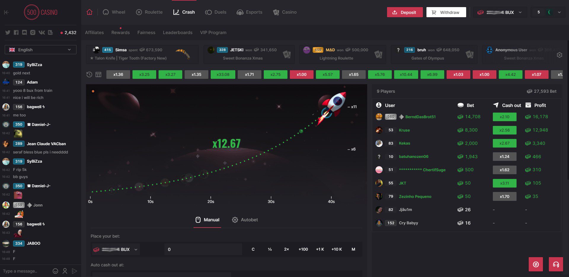 500 Casino Crash Gamemode