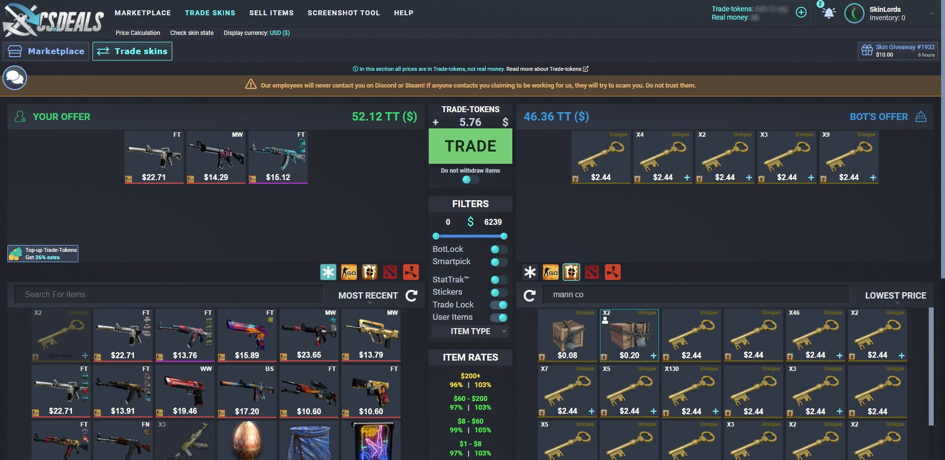 CS.Deals Item Trading CSGO and TF2