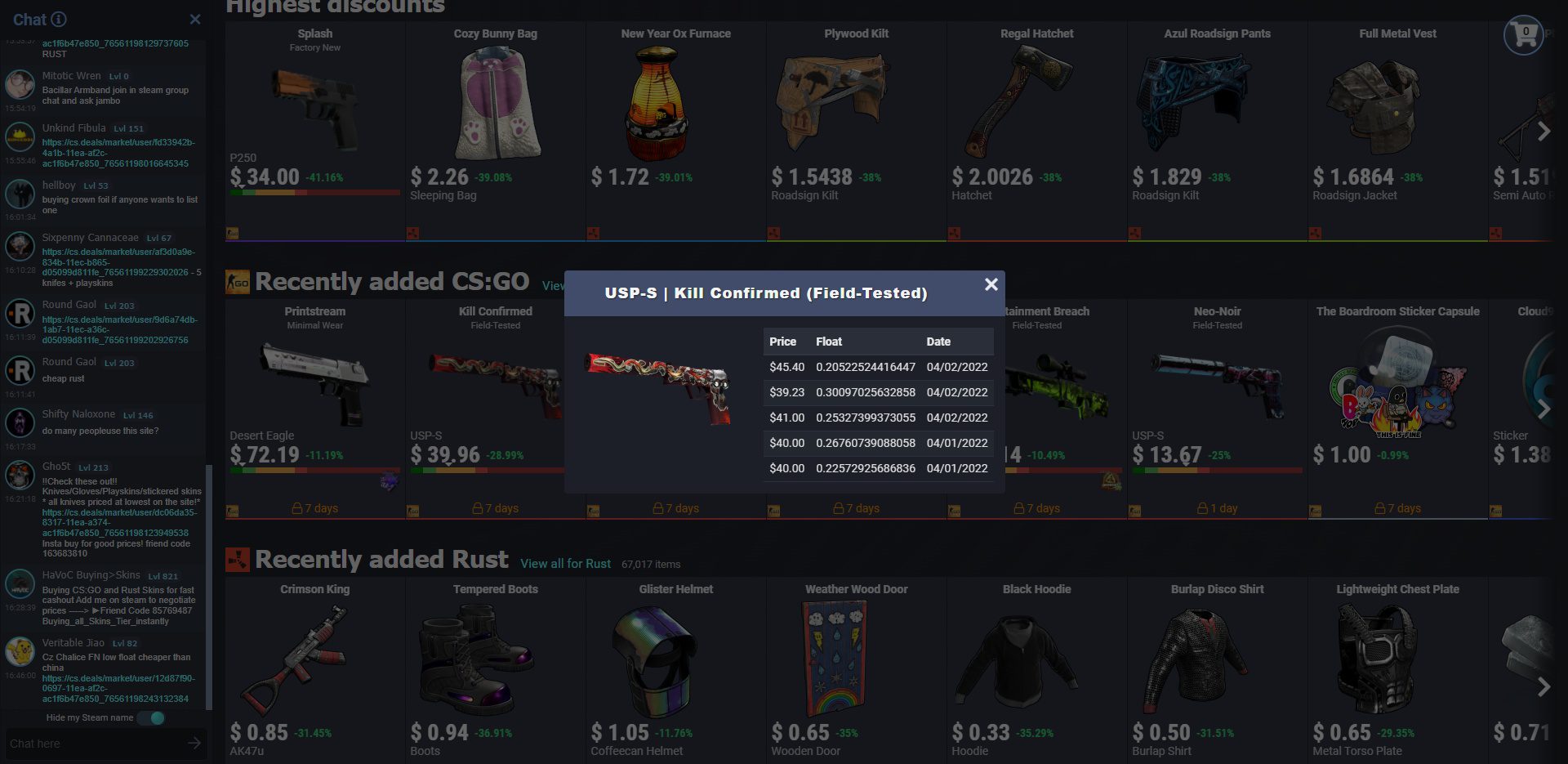 CS.Deals Skin Sale History