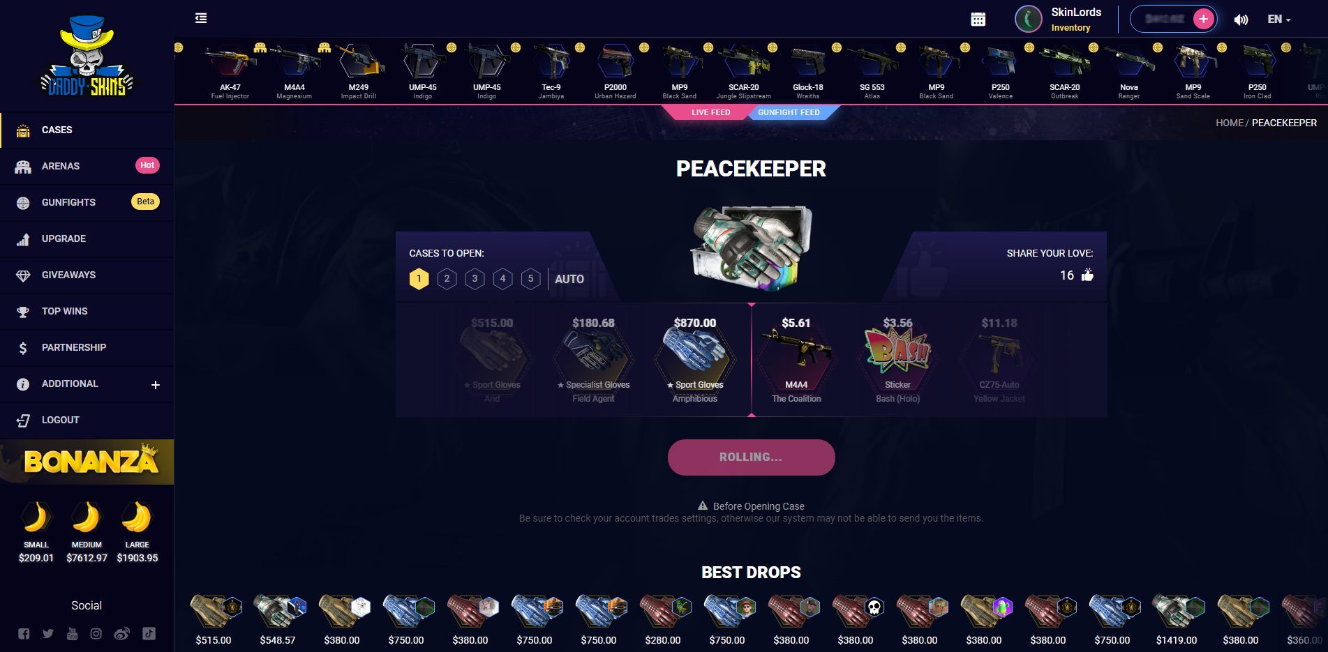 DaddySkins Peacekeeper Case Unboxing