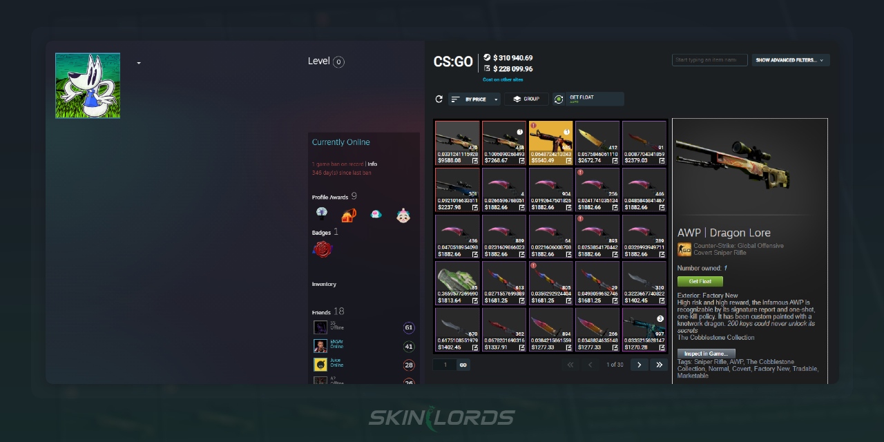 Trade Banned Steam Account Worth $365,304