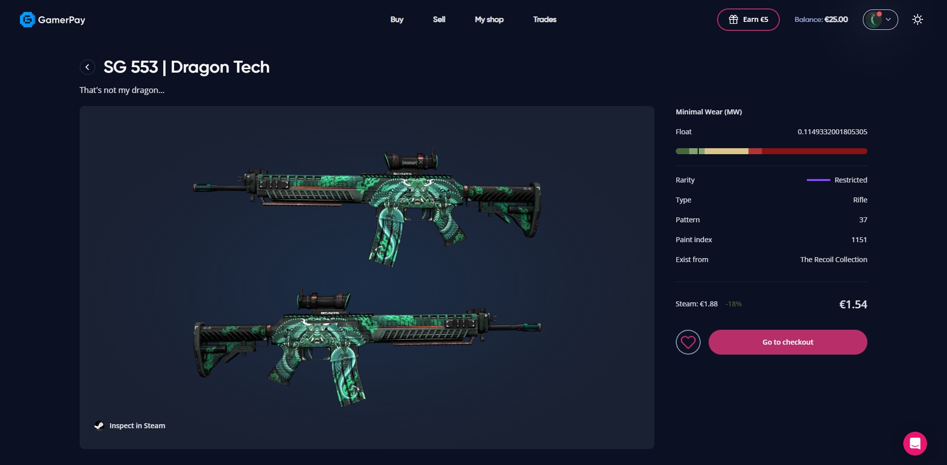 GamerPay SG 553 CSGO Skin Inspection