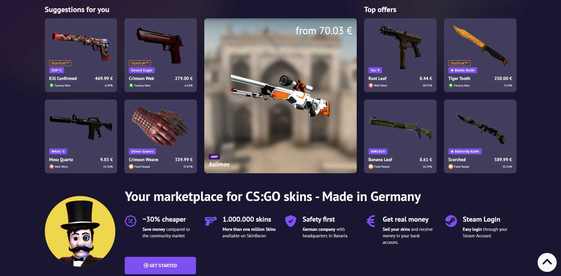 SkinBaron Featured Items Homepage