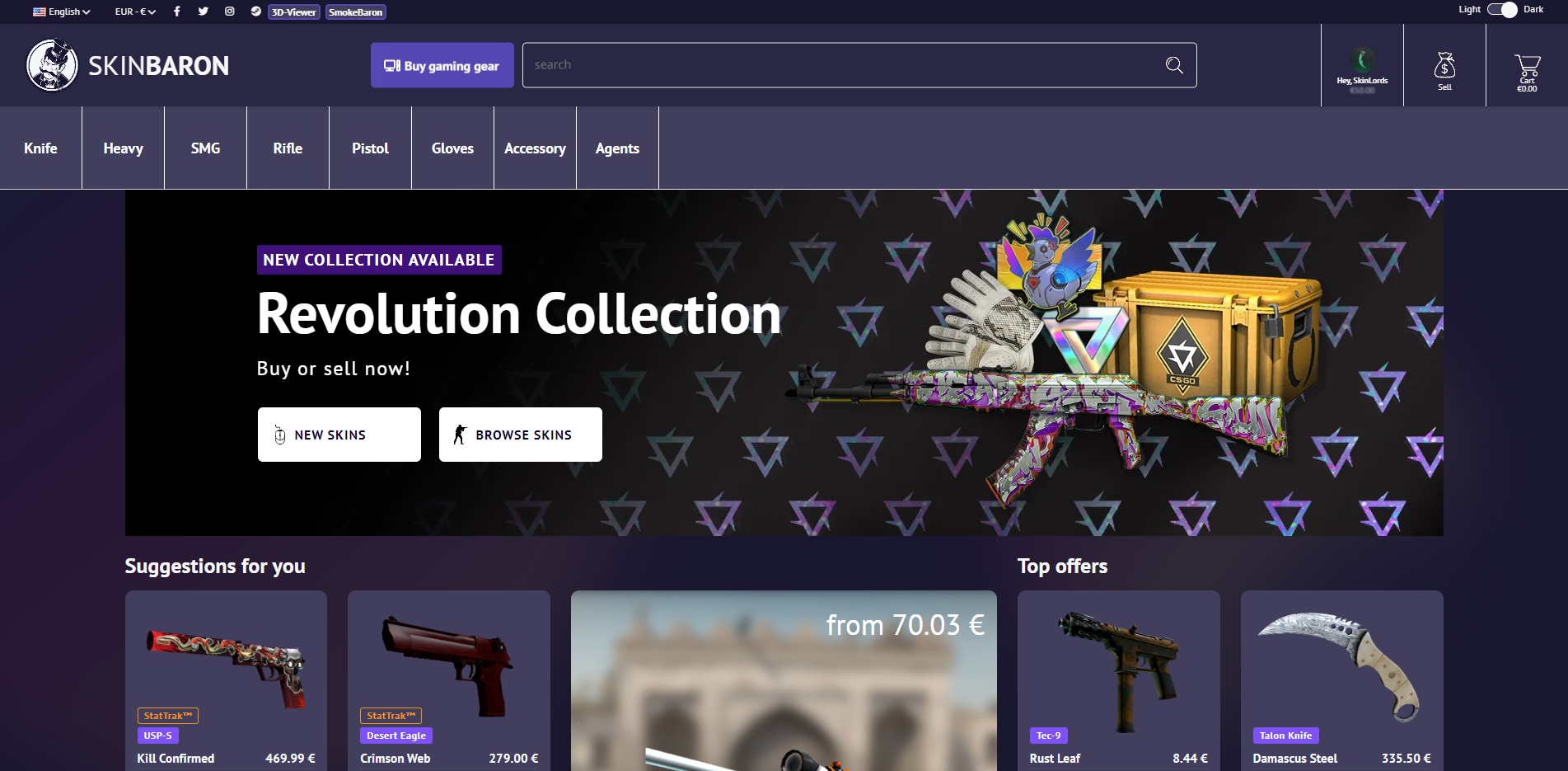 SkinBaron Market Landing Page
