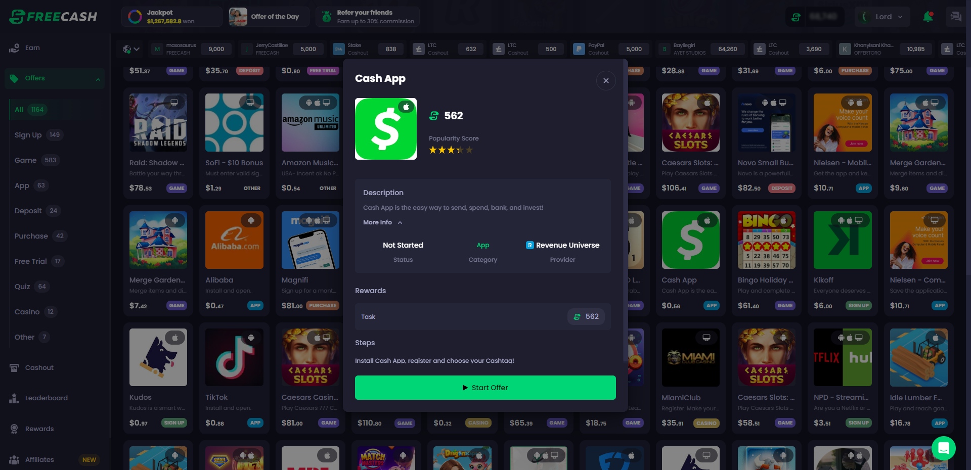 FreeCash.com Cash App Offer