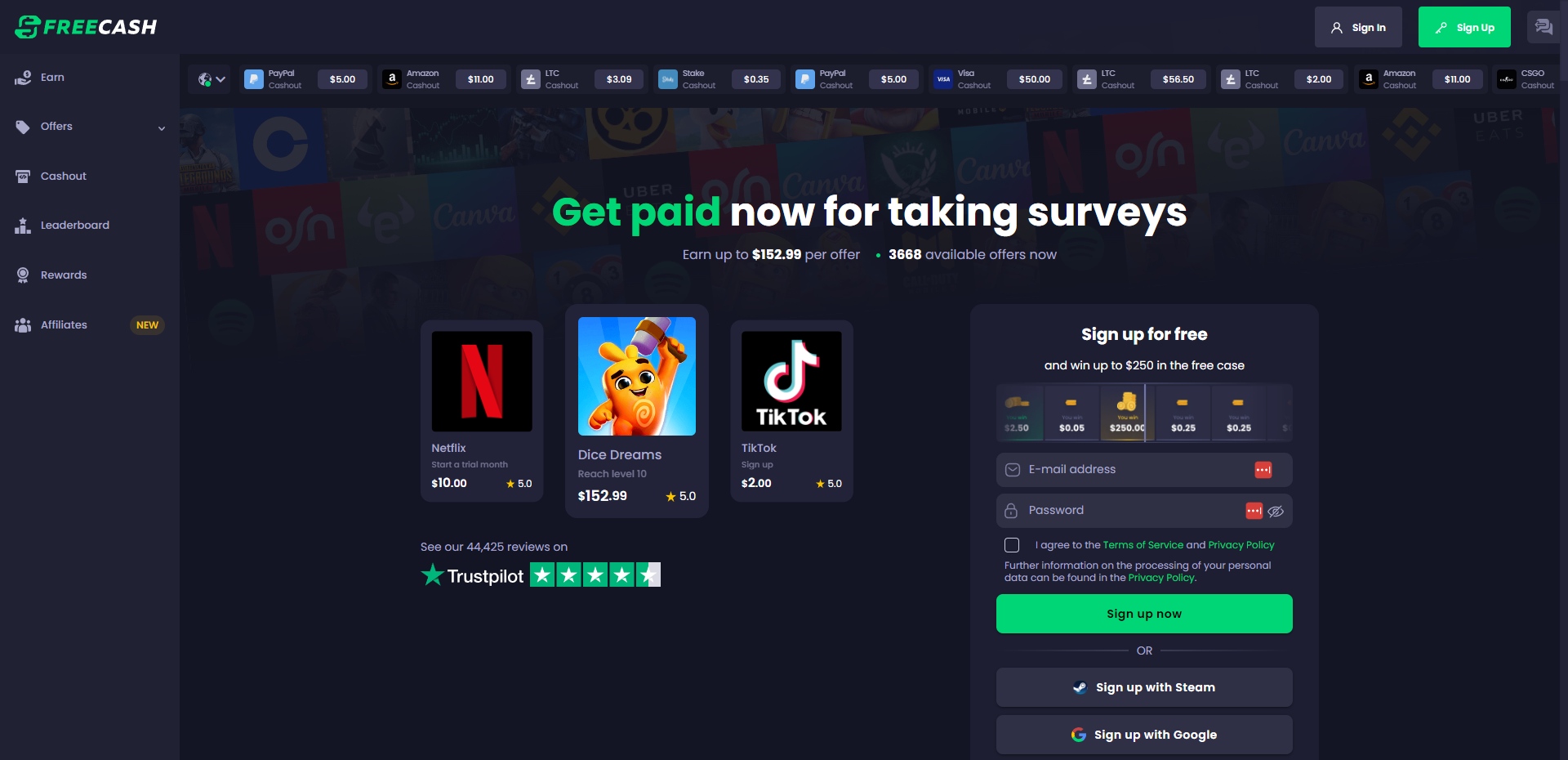 FreeCash.com Landing Page
