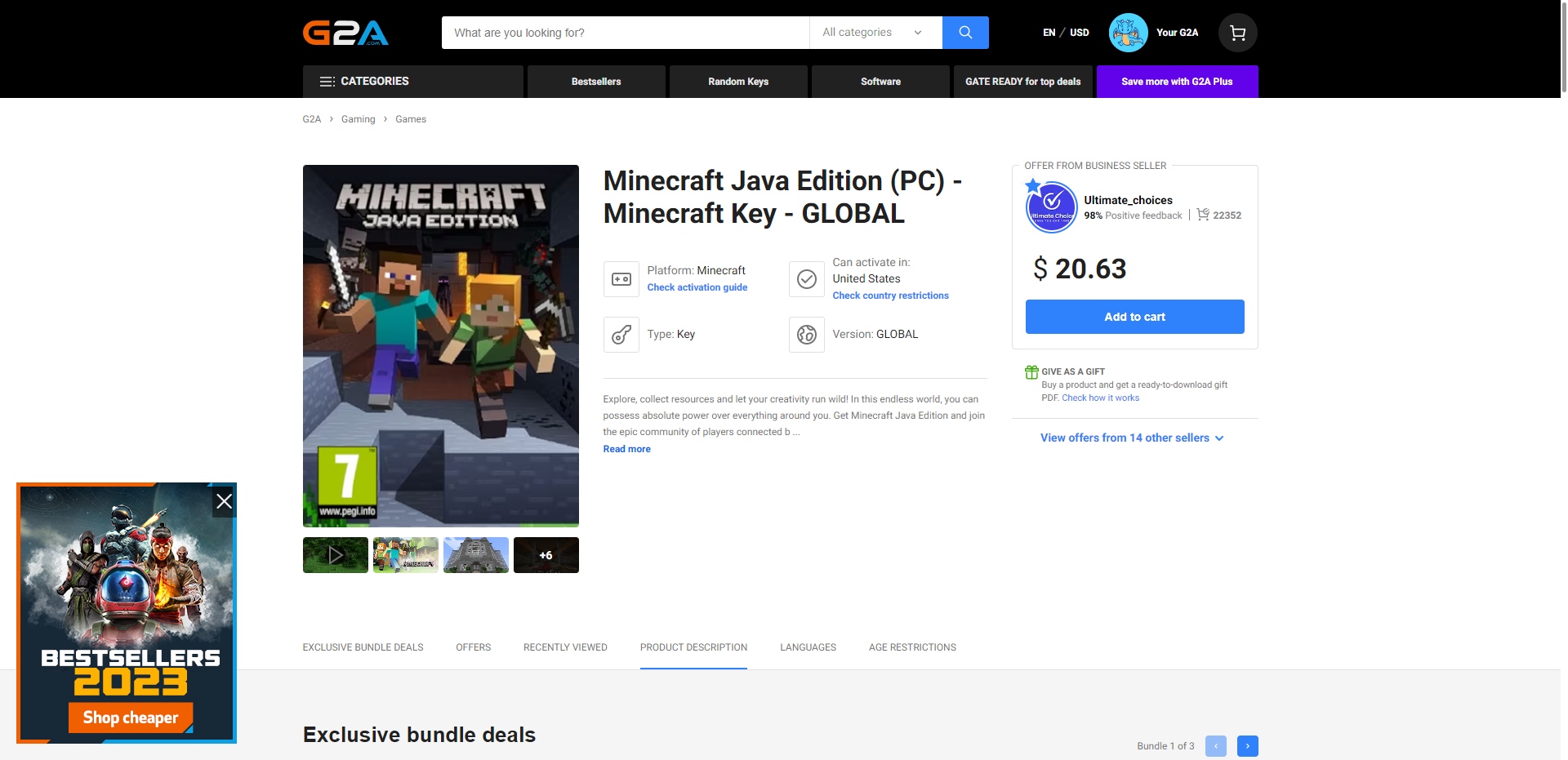 G2A.com Minecraft for PC Game Key