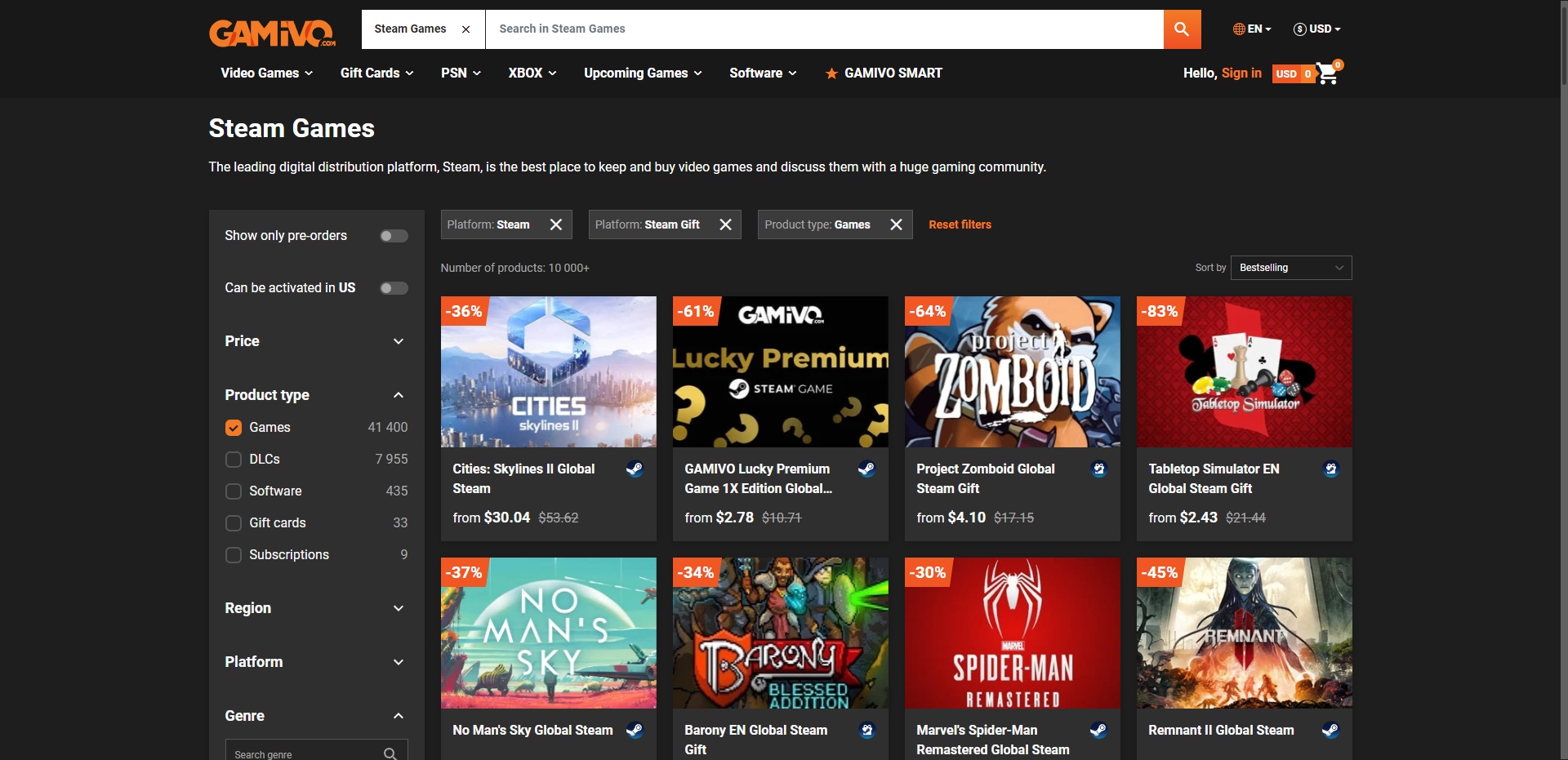 Gamivo.com Steam Game Overview