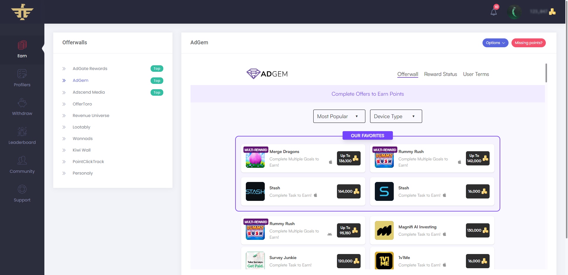 Idle-Empire AdGem Offerwall