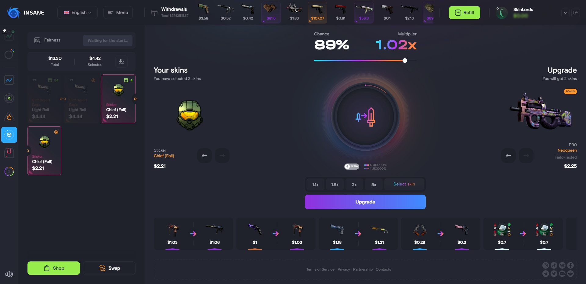 Insane.GG Upgrader Game