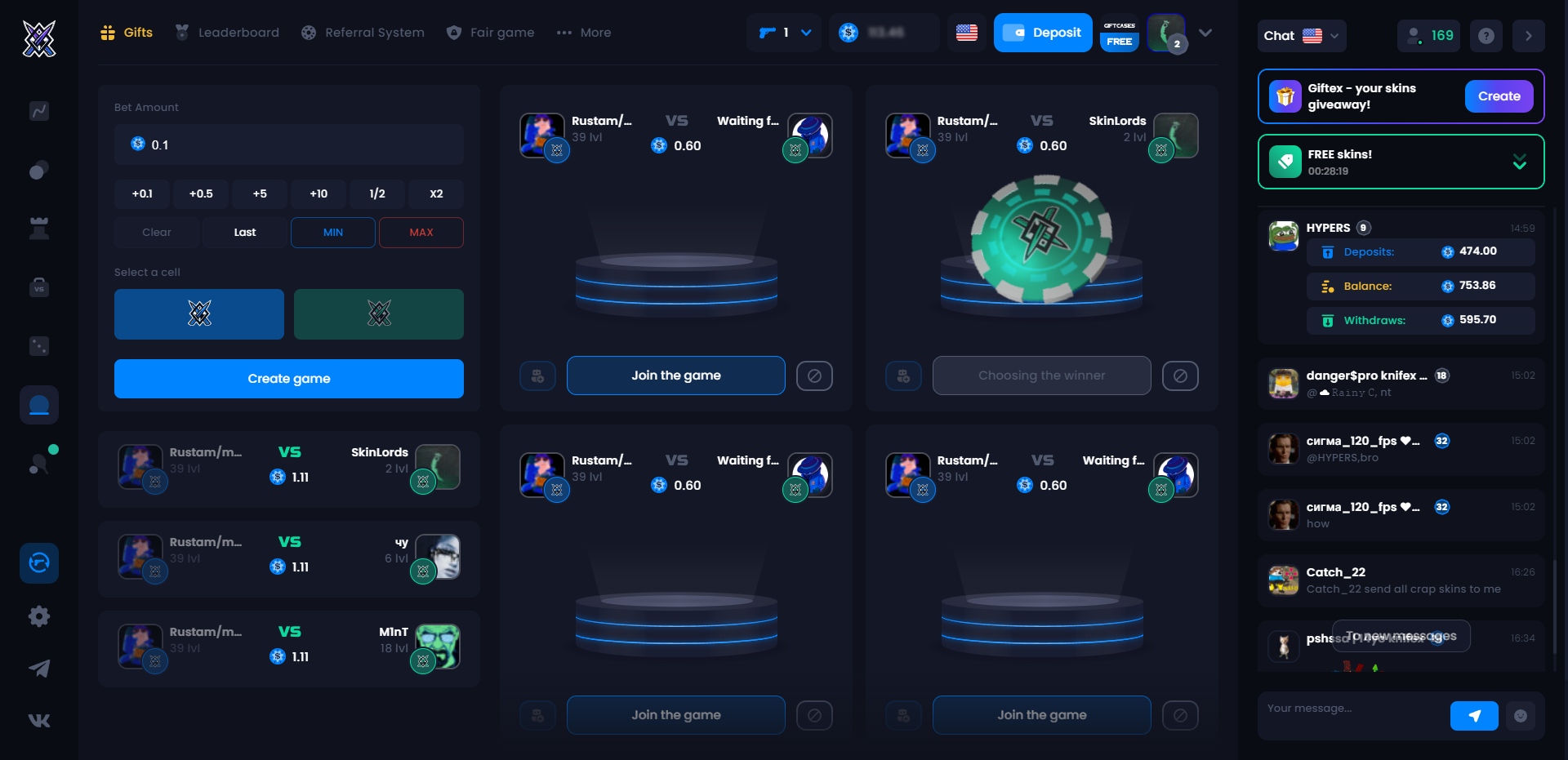 KnifeX Coinflip Game