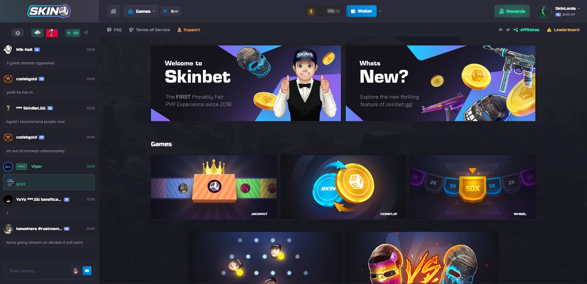 SkinBet.GG Home Landing Page