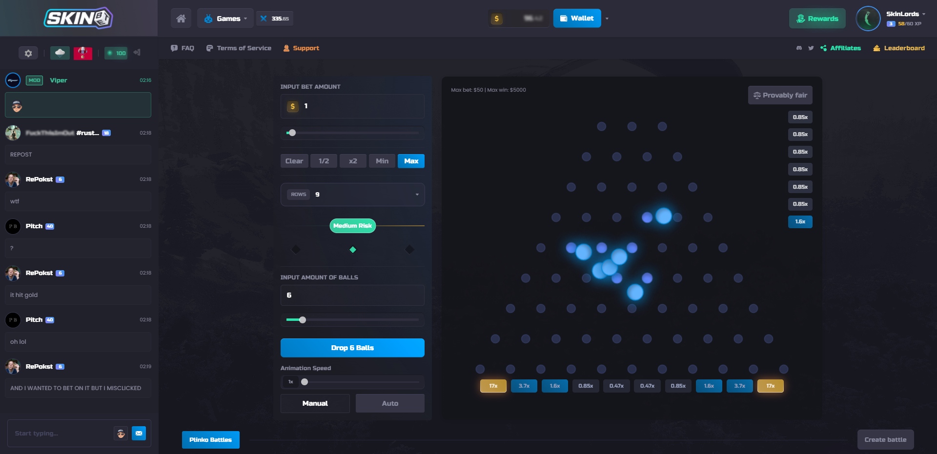SkinBet Plinko Gamemode