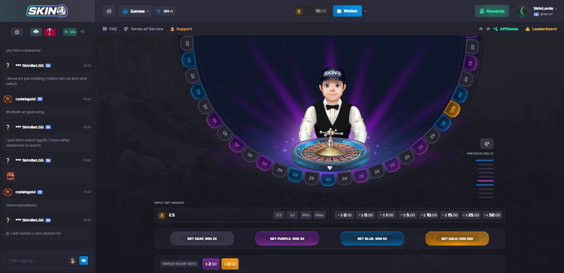 SkinBet Roulette Wheel Game
