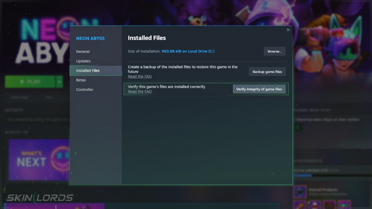 steam game verify integrity button