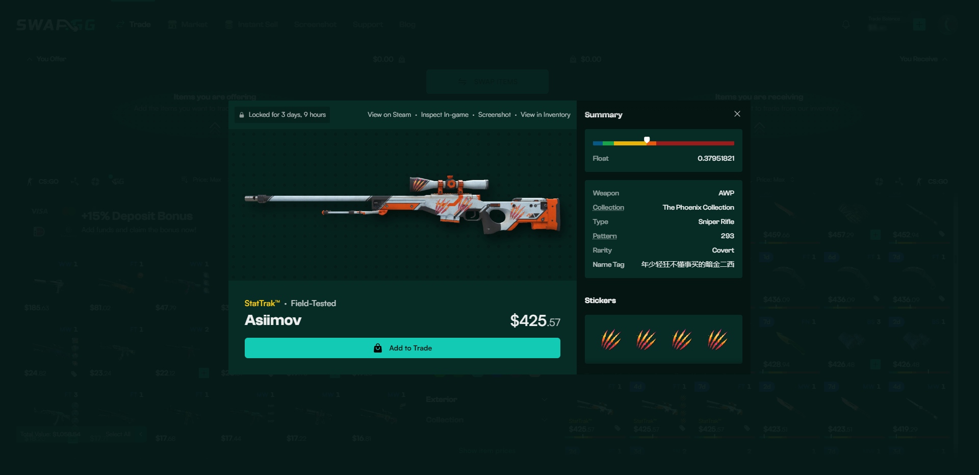 Swap.GG AWP Asiimov Skin Overview