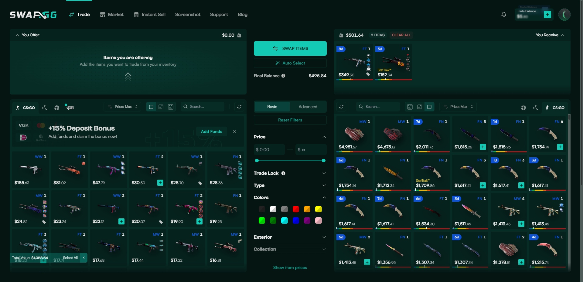 Swap.GG Trading Homepage