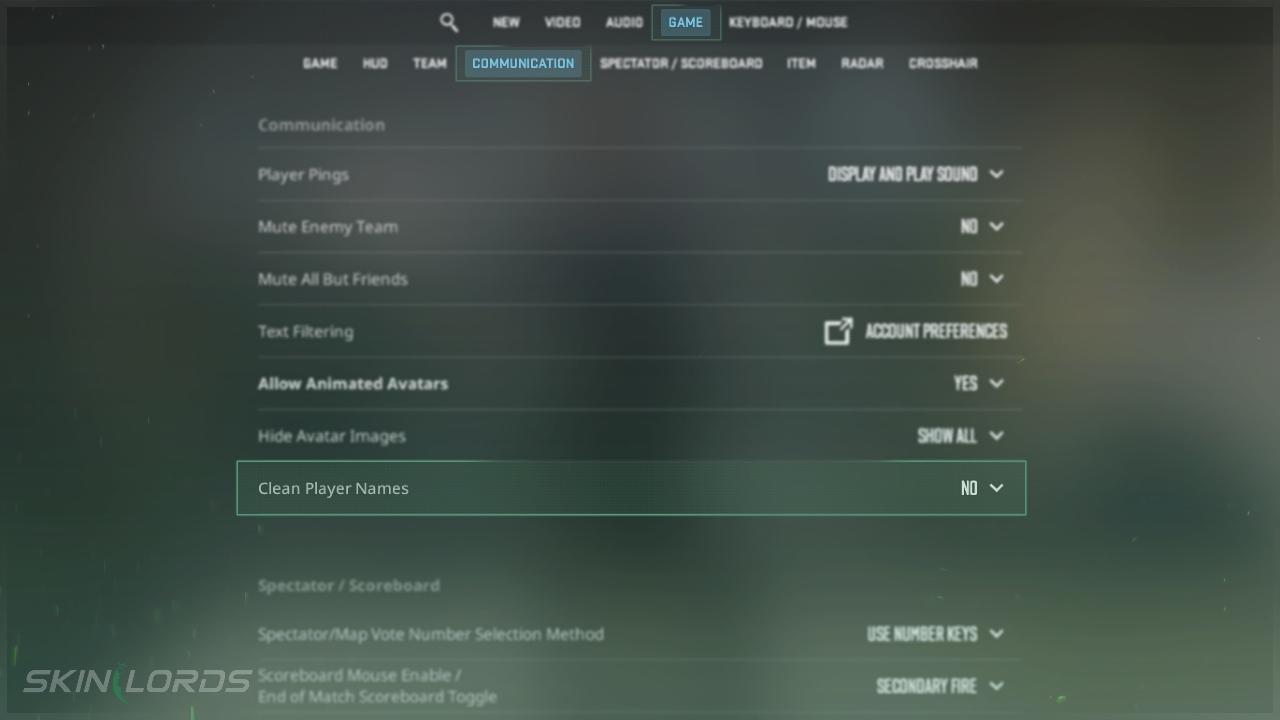 Clean Player Names Settings Counter Strike 2