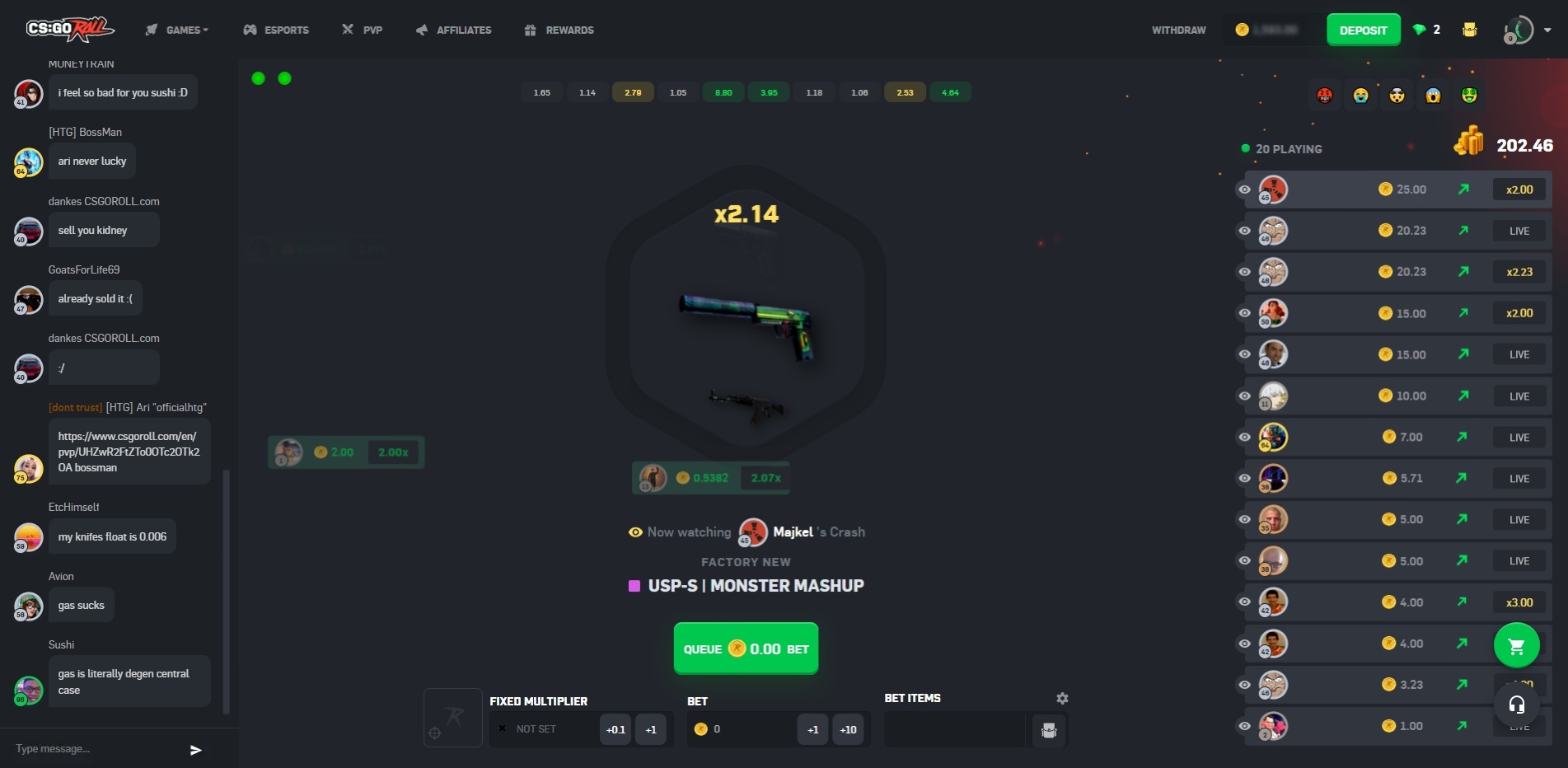 CSGORoll.com Crash Gamemode