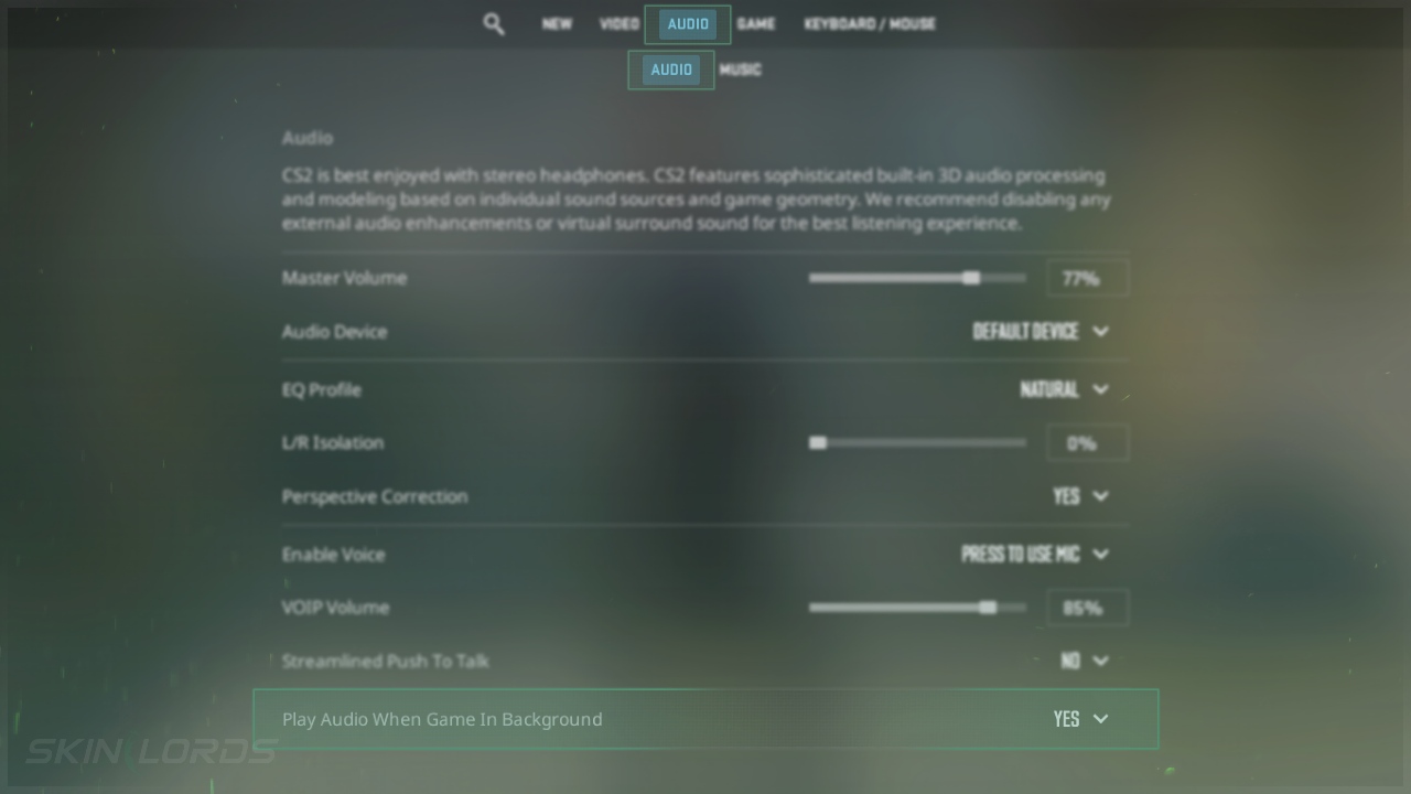 CS2 Settings Play Game Audio in Background