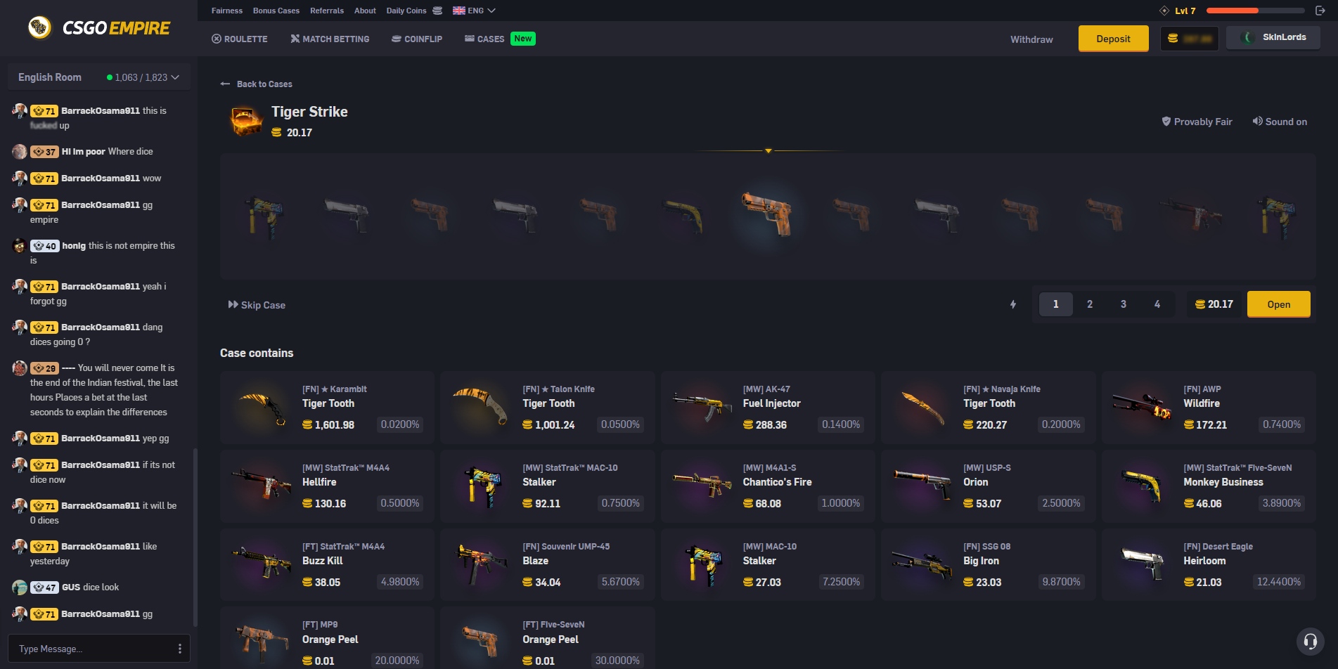 CSGOEmpire Case Opening Game