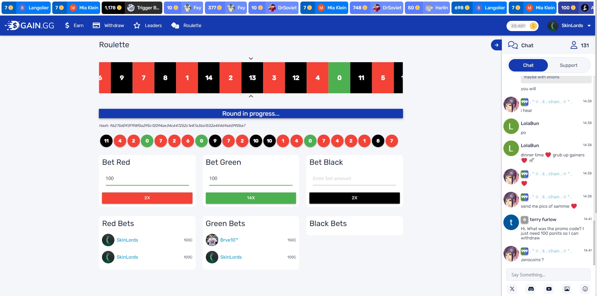 Gain.GG Roulette Slider Gamemode