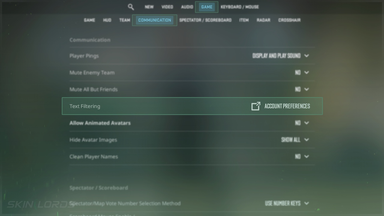 Text Filtering Setting Counter Strike 2