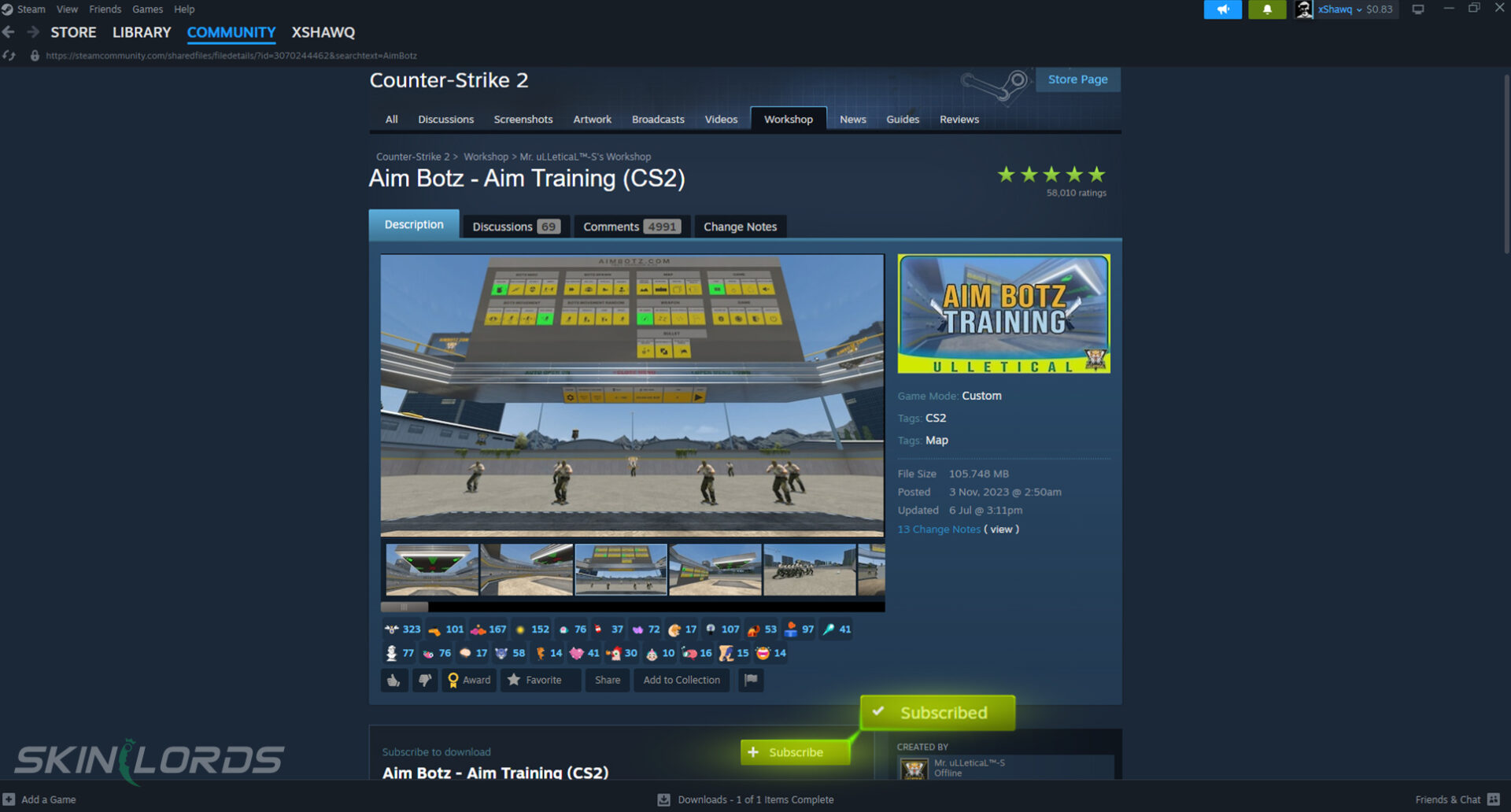 cs2 workshop map in steam menu