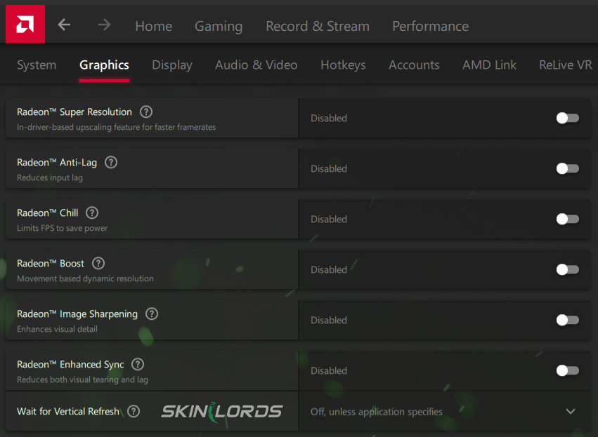 amd video settings