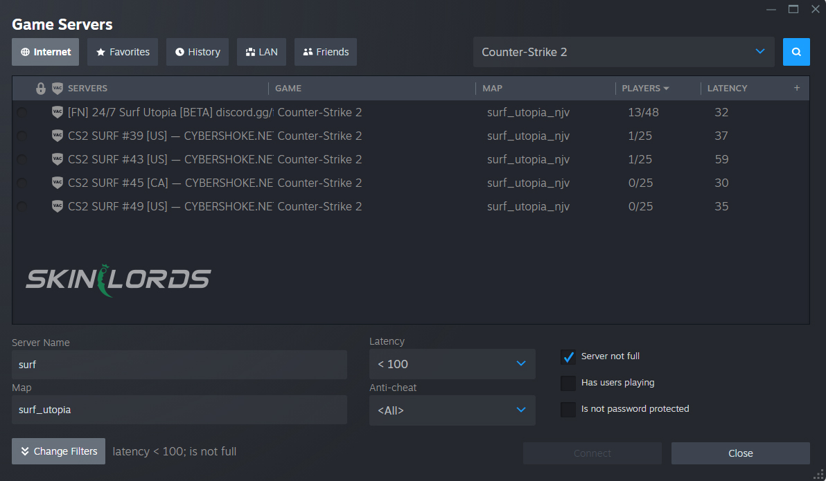 cs2 surf map online servers