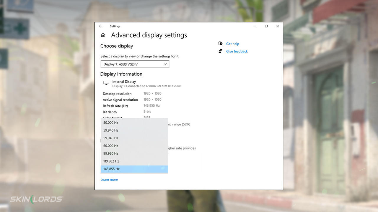 cs2 monitor refresh rate settings