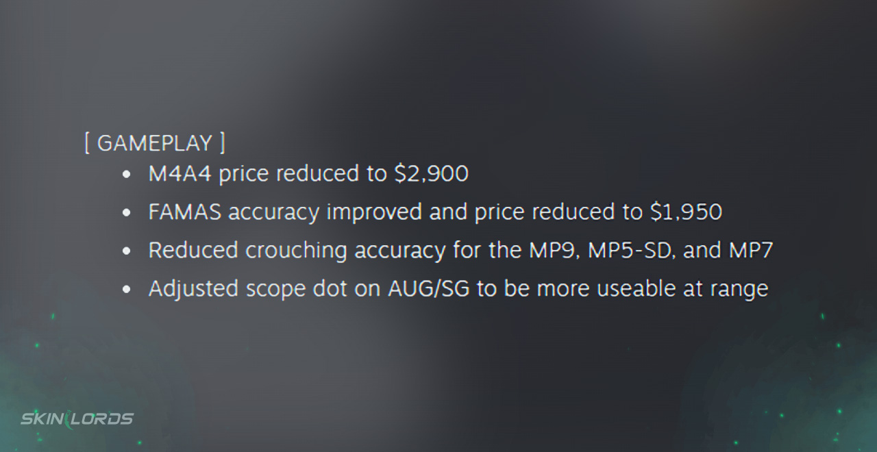 cs2 weapon changes from CS2 patch notes