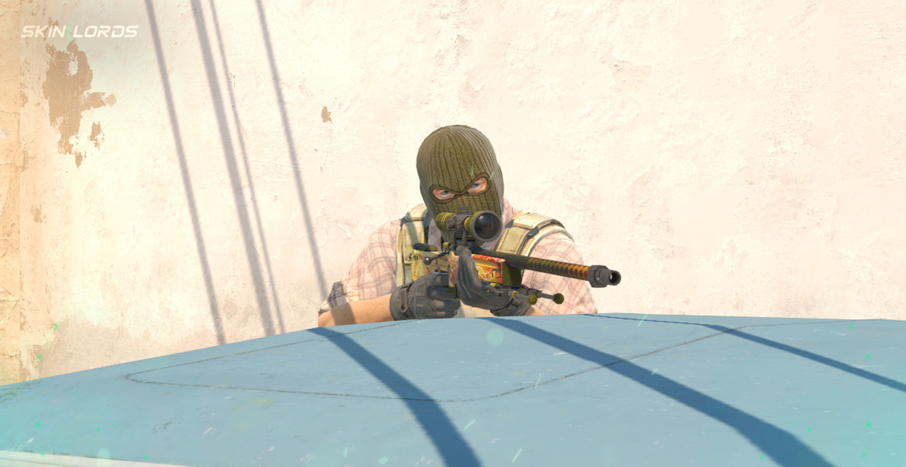 cs2 awper holding an awp dragon lore