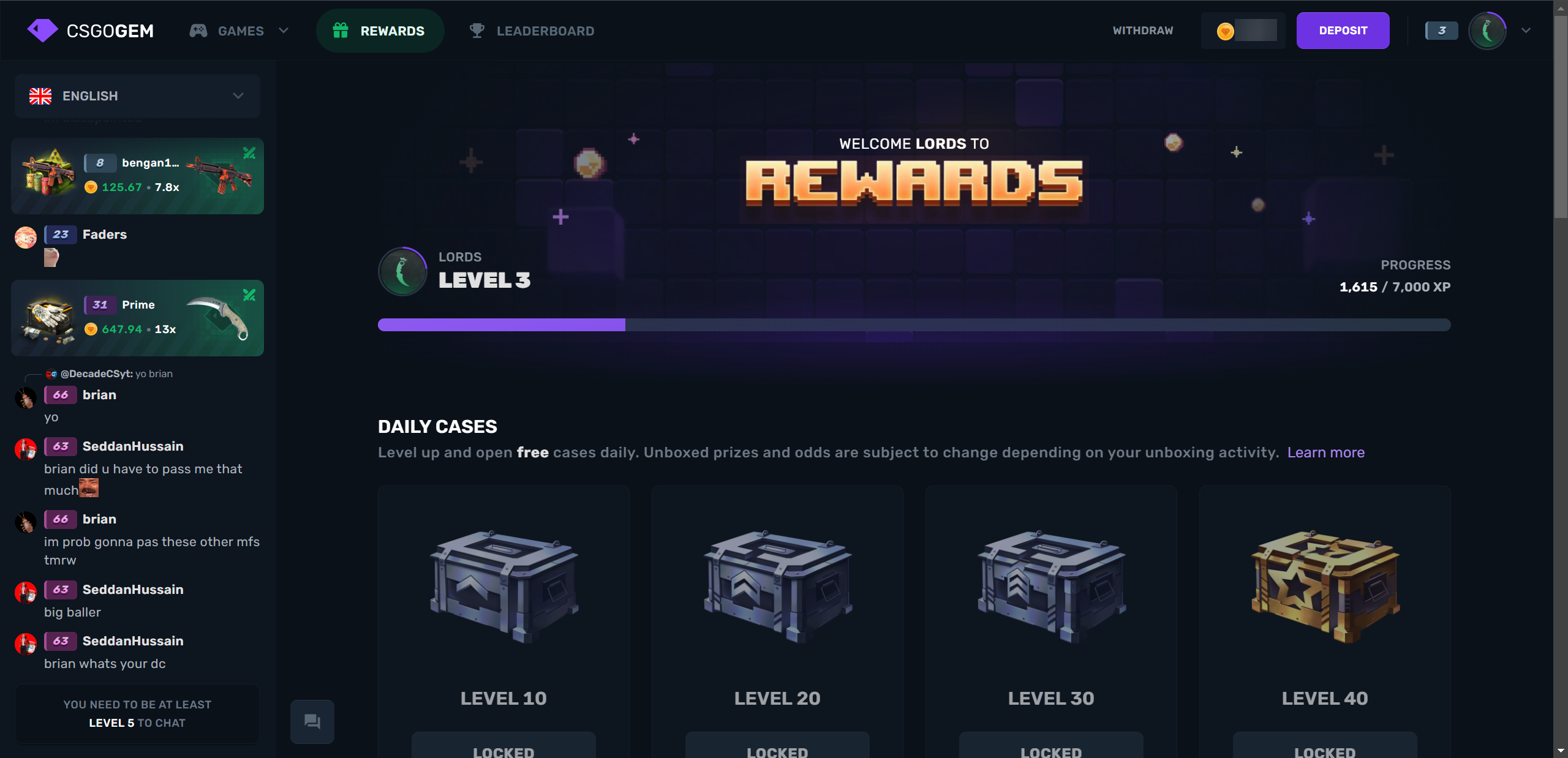 CSGOGem Rewards Page