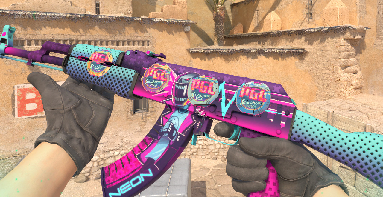 AK-47 Neon Rider + 4x PGL (Holo) Stockholm 2021 Sticker Craft