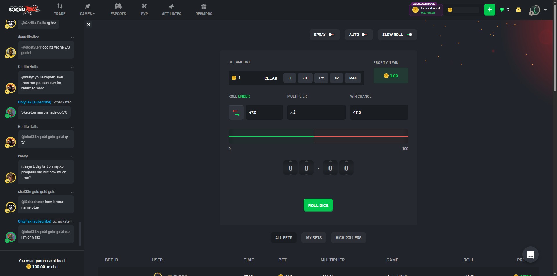 CSGORoll Dice Game