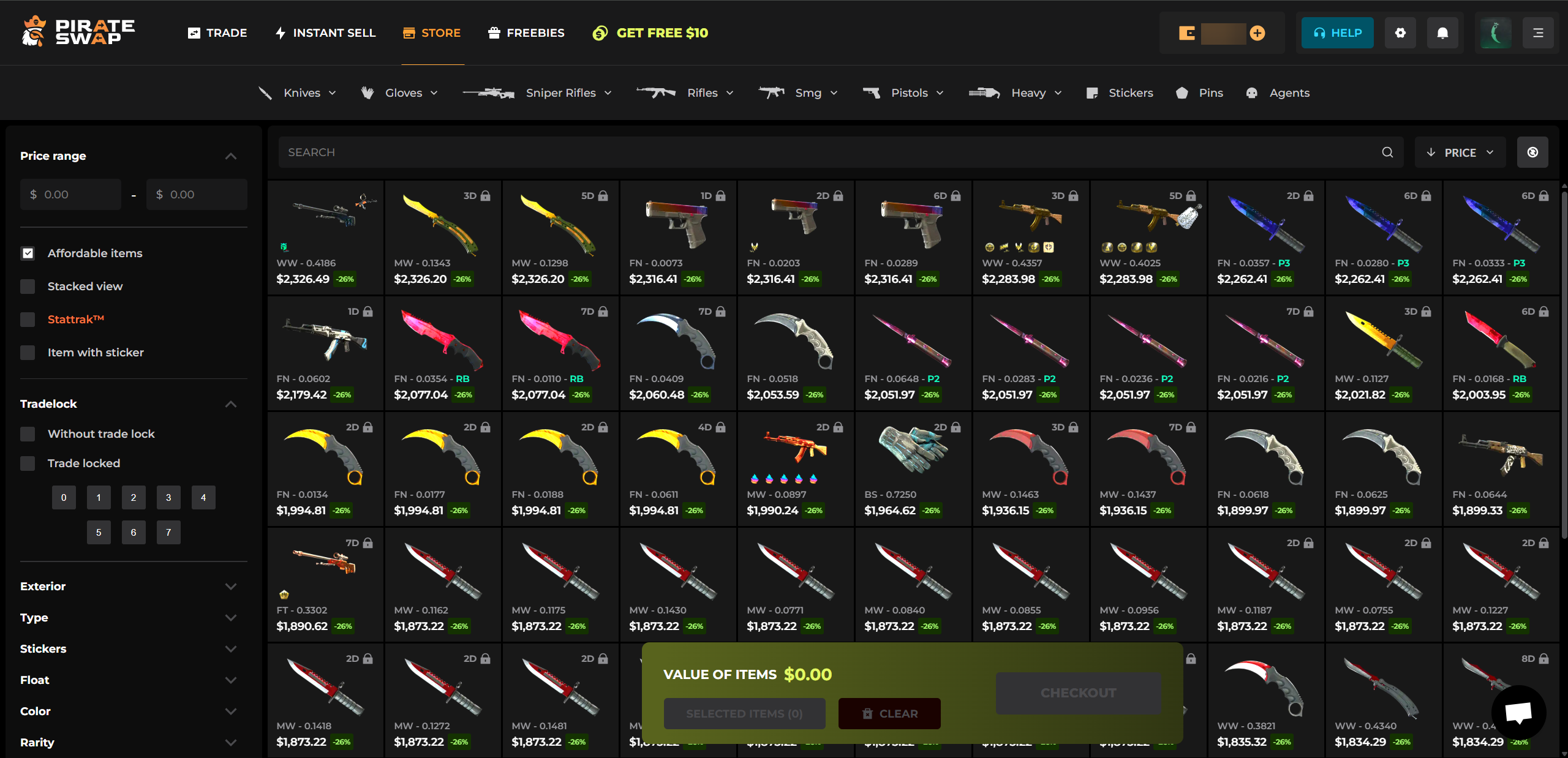pirateswap cs2 skin market