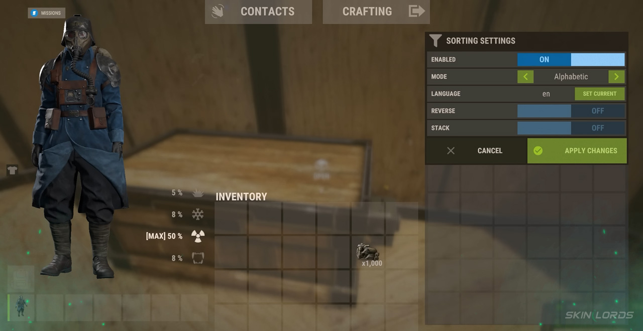 rust box sorting settings